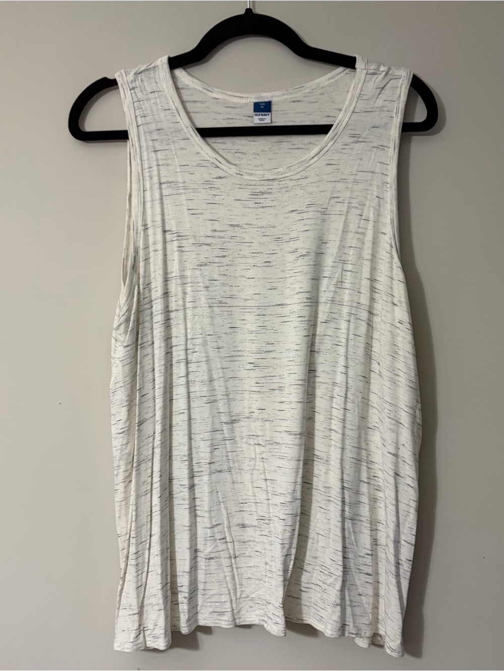 Old Navy White Tank Top with Subtle Gray Heathering